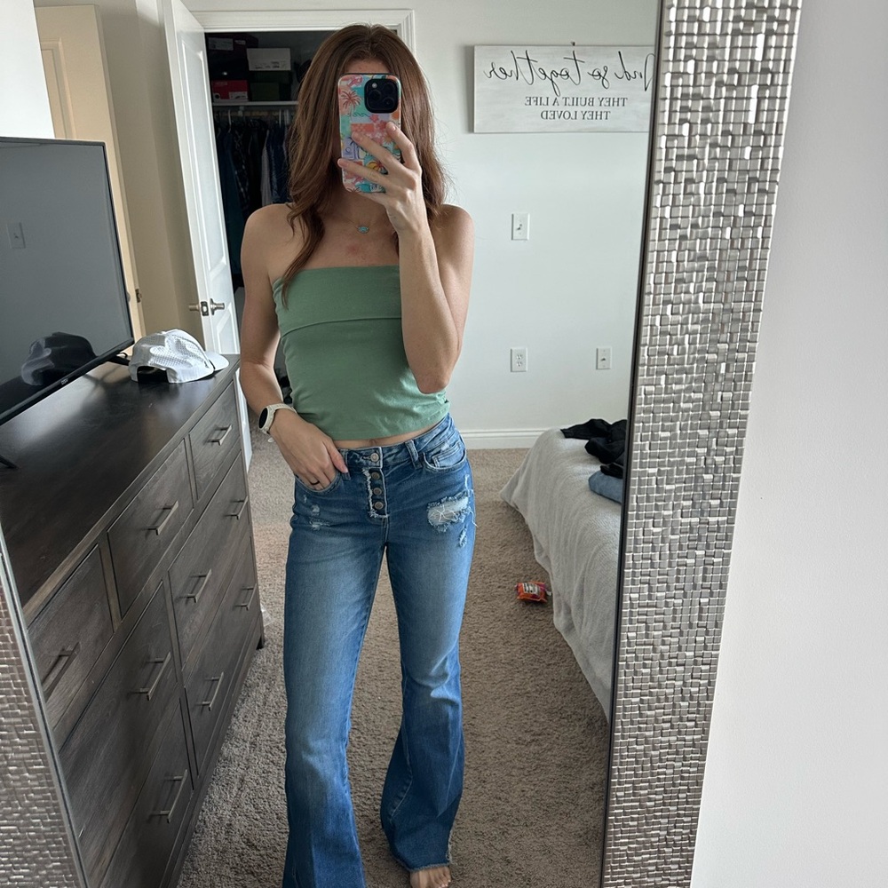 Flying Monkey Distressed Blue Flare Jeans